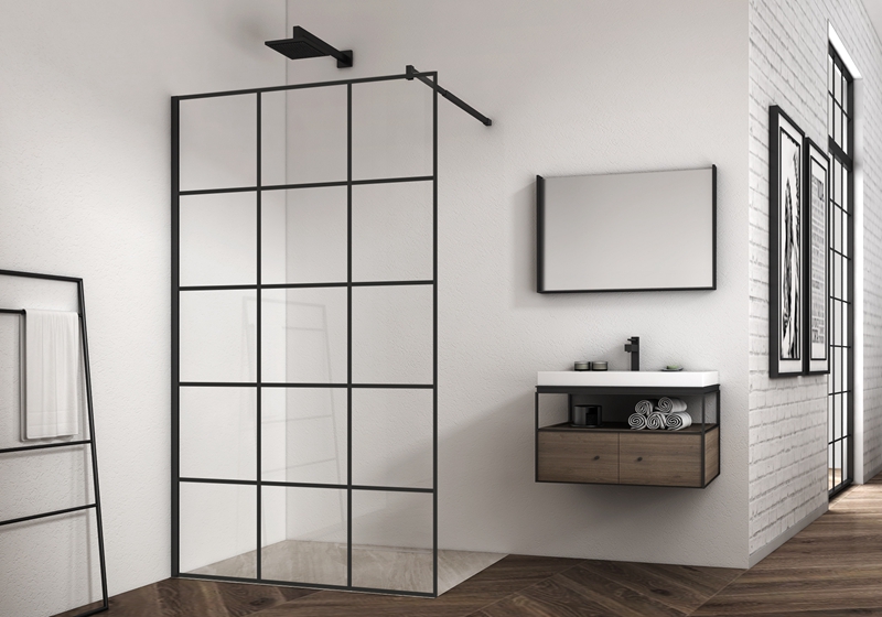 EX-100-3 6/8/10 mm cabină de duș cu grilaj negru mat