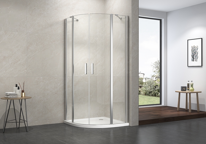 EX-706 cabină de duș clasică cu pivot de cadran din sticlă de 6 mm cu 2 bare de sprijin din oțel inoxidabil